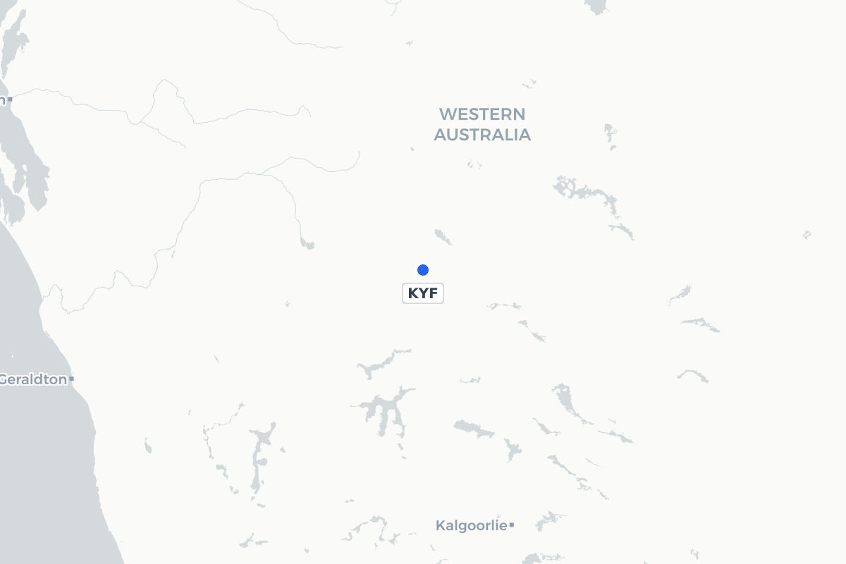 Map showing the location of Yeelirrie Airport