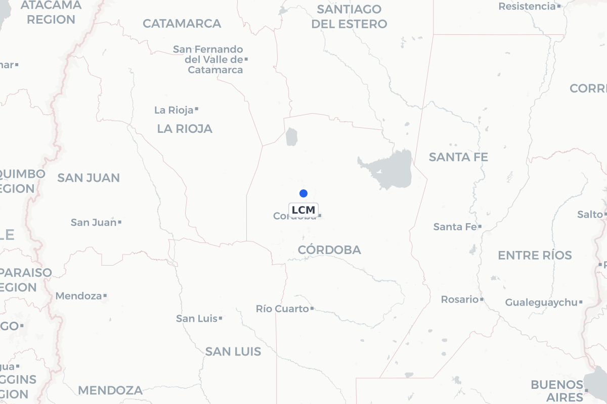 Map showing the location of La Cumbre Airport