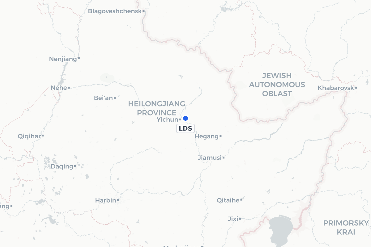 Map showing the location of Yichun Lindu Airport