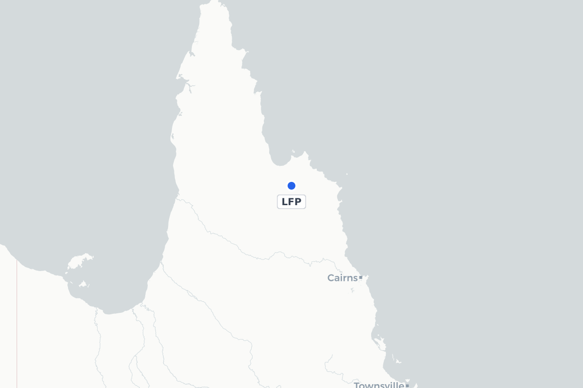 Map showing the location of Lakefield Airport