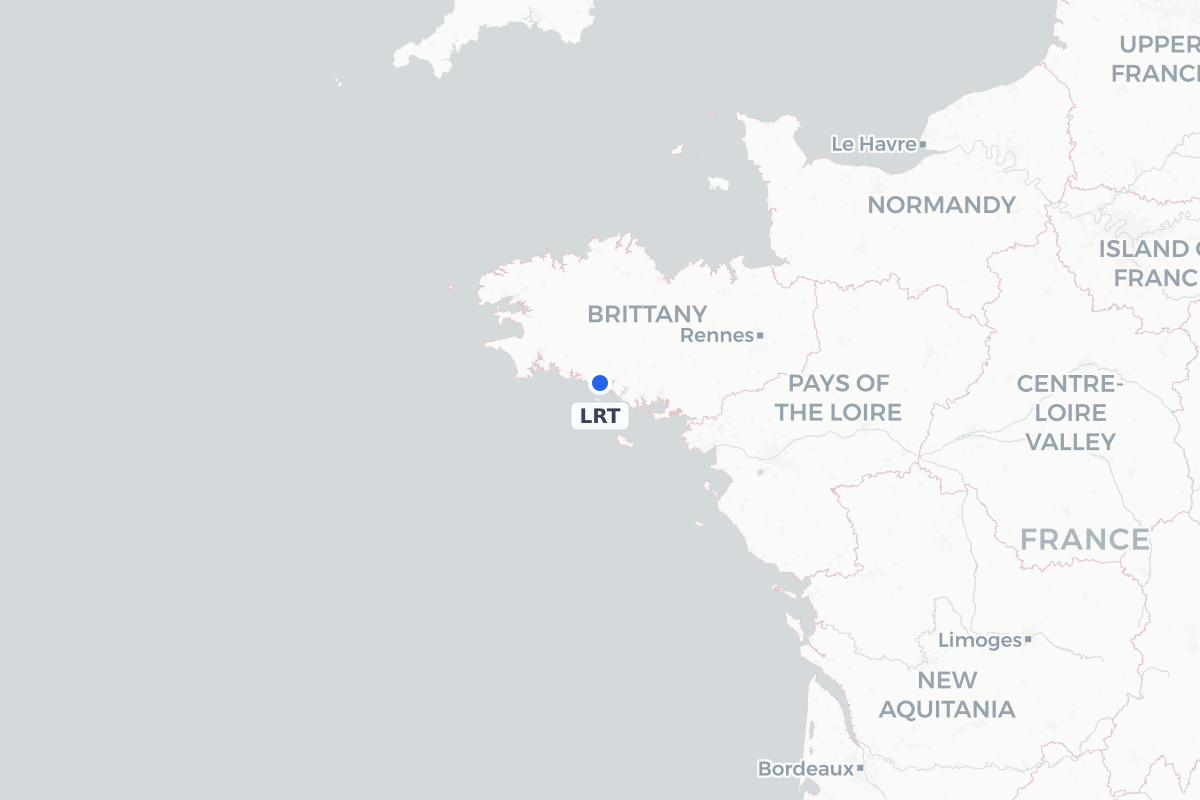 Map showing the location of Lorient South Brittany (Bretagne Sud) Airport