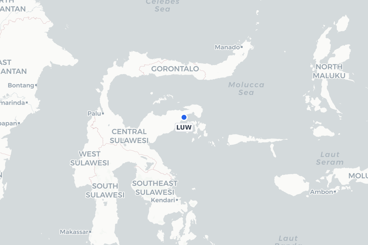 Map showing the location of Syukuran Aminuddin Amir Airport