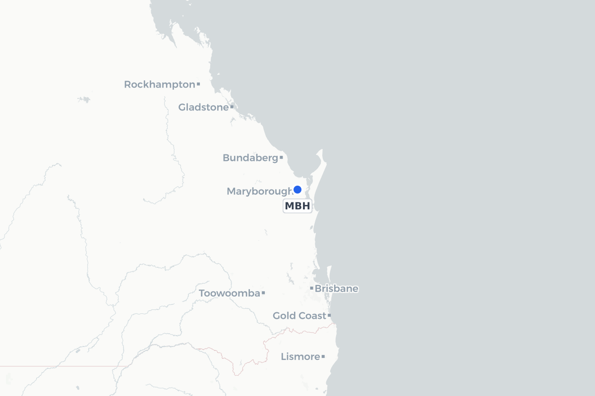 Map showing the location of Maryborough Airport