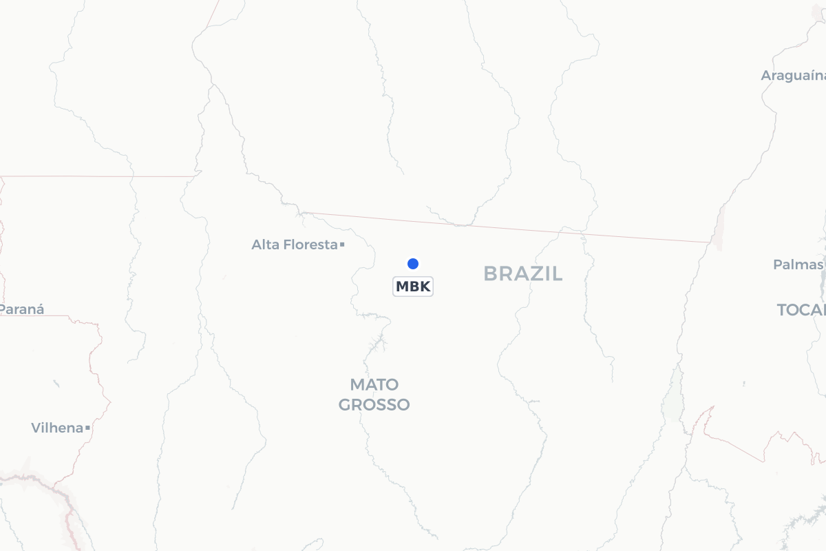Map showing the location of Orlando Villas Boas Regional Airport