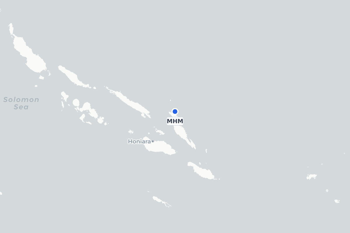 Map showing the location of Manaoba Airport