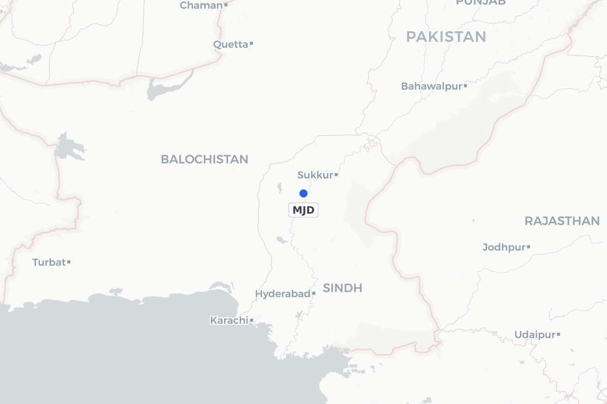 Map showing the location of Moenjodaro Airport