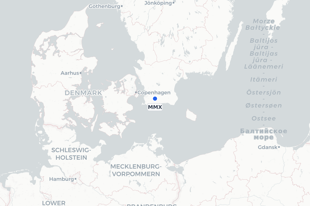 Map showing the location of Malmö Sturup Airport