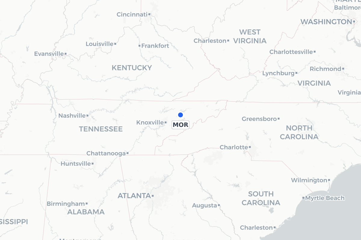 Map showing the location of Morristown Regional Airport