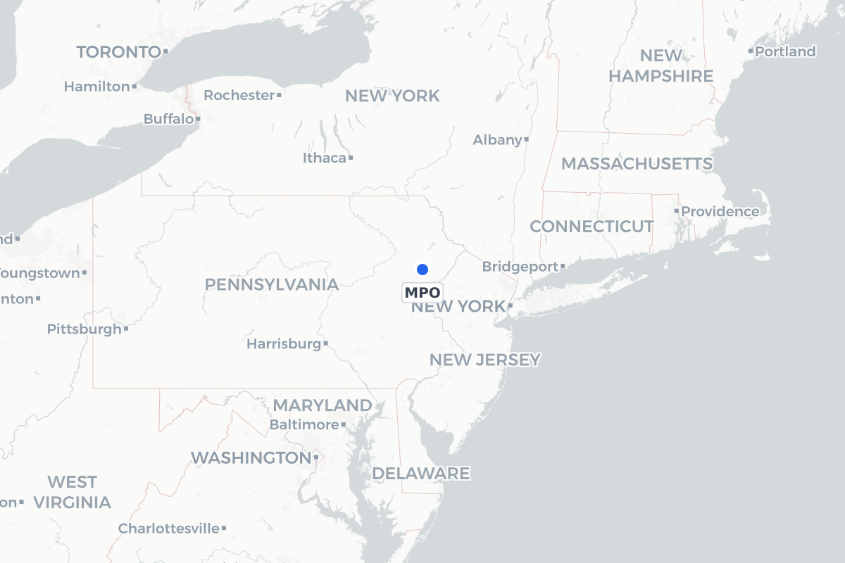 Map showing the location of Pocono Mountains Municipal Airport