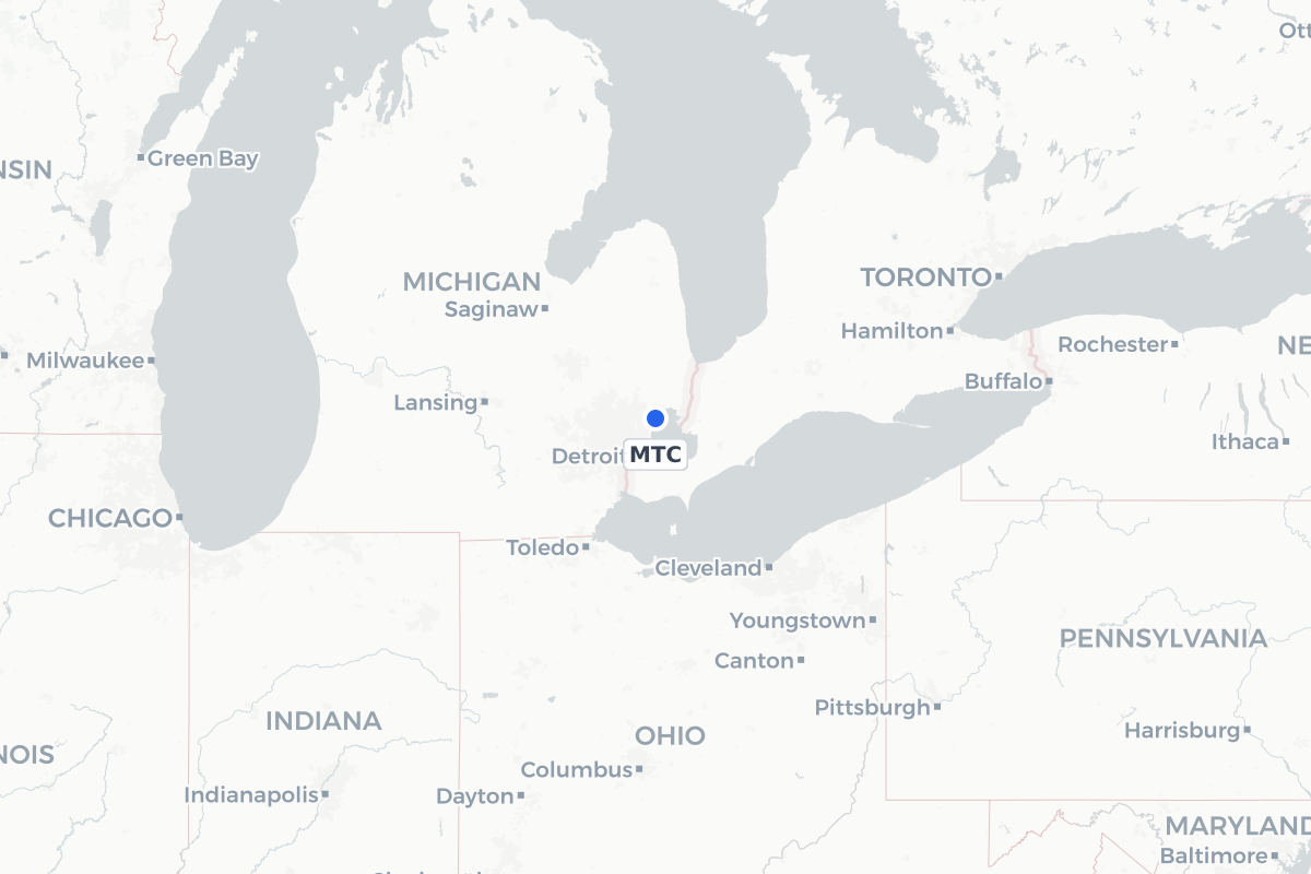 Map showing the location of Selfridge Air National Guard Base Airport