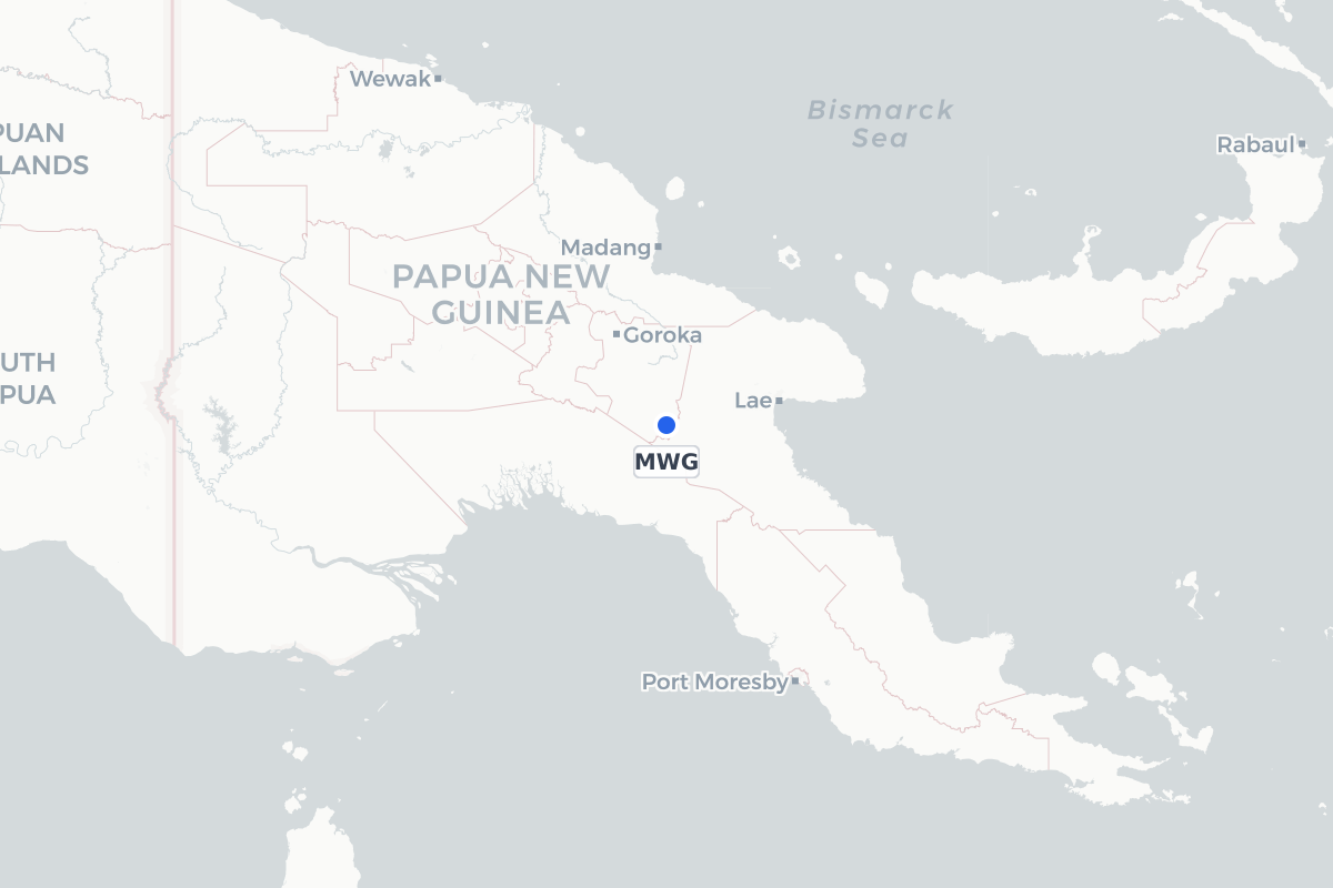 Map showing the location of Marawaka Airport