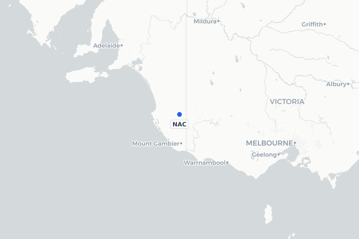 Map showing the location of Naracoorte Airport