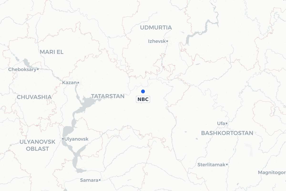Map showing the location of Begishevo Airport