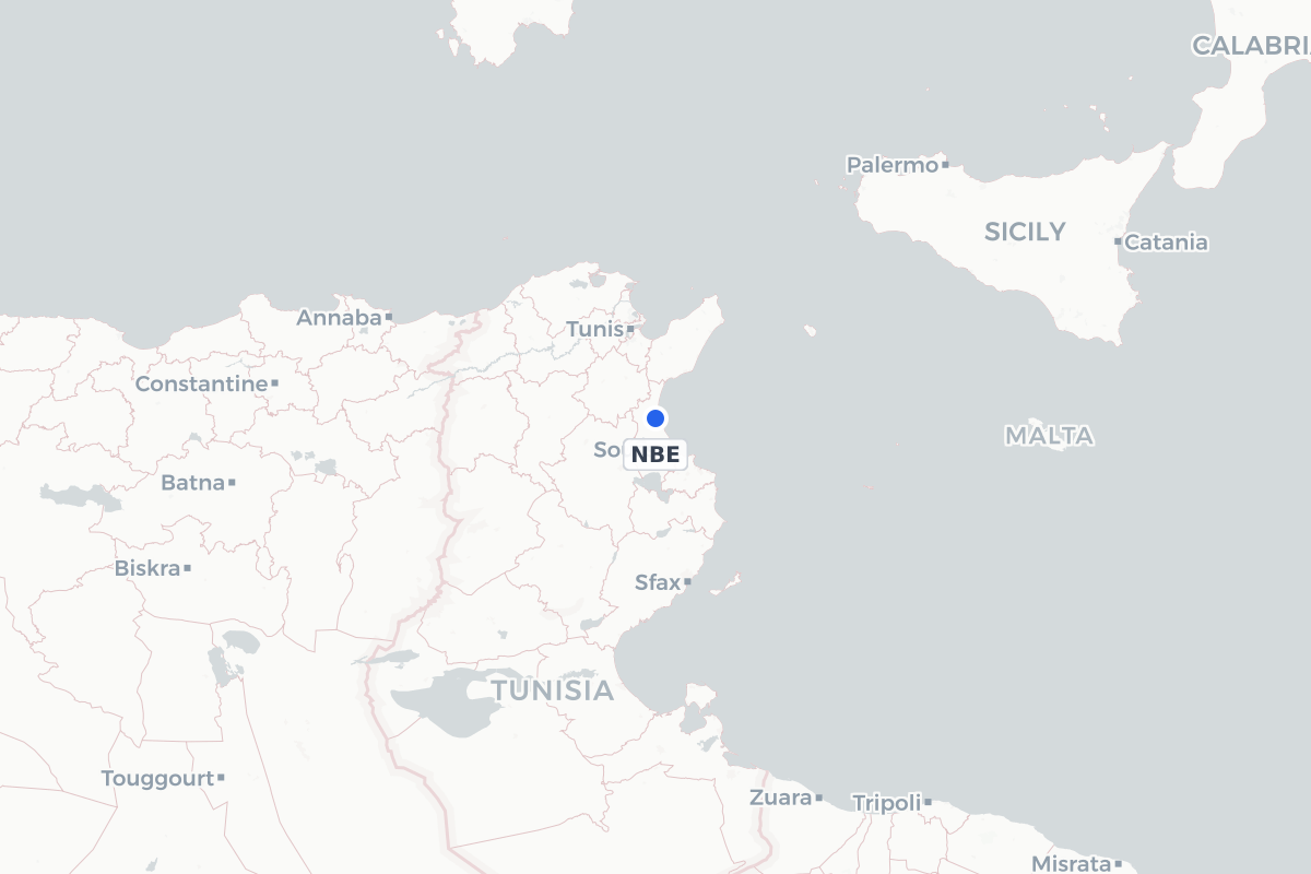 Map showing the location of Enfidha - Hammamet International Airport