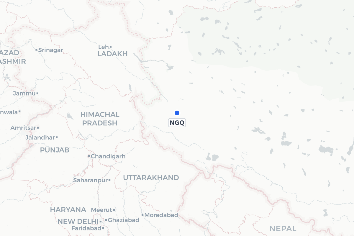 Map showing the location of Ngari Gunsa Airport