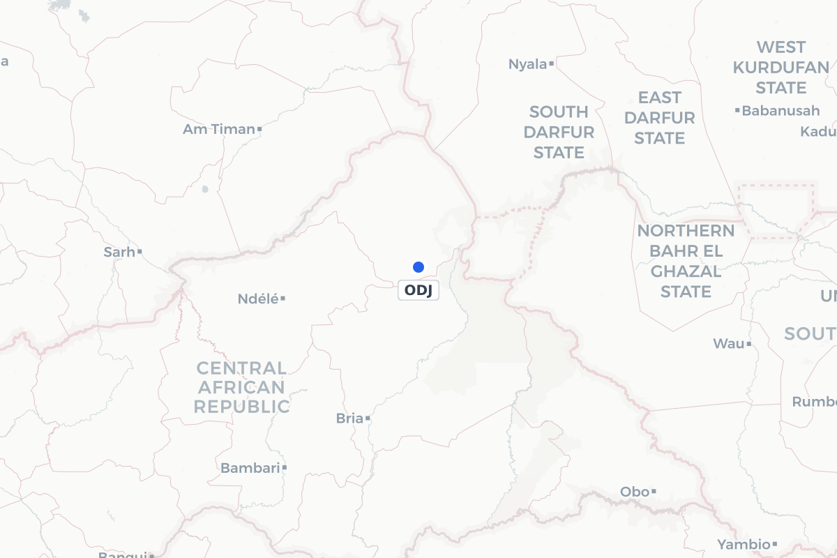 Map showing the location of Ouanda Djallé Airport