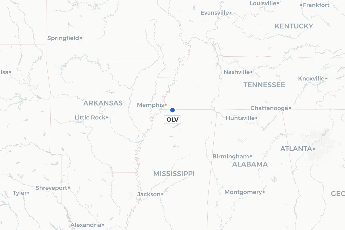 Map showing the location of Olive Branch Airport