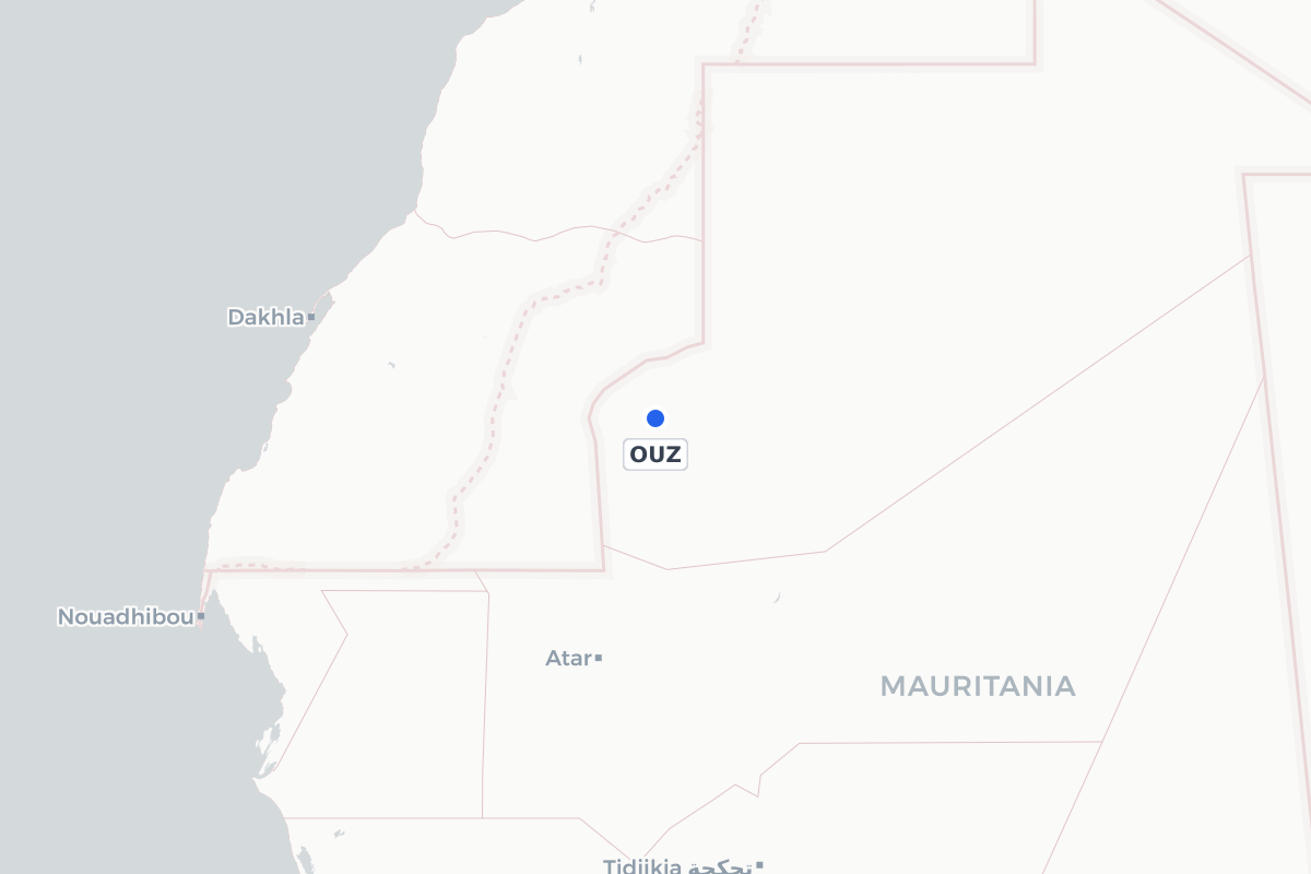 Map showing the location of Tazadit Airport