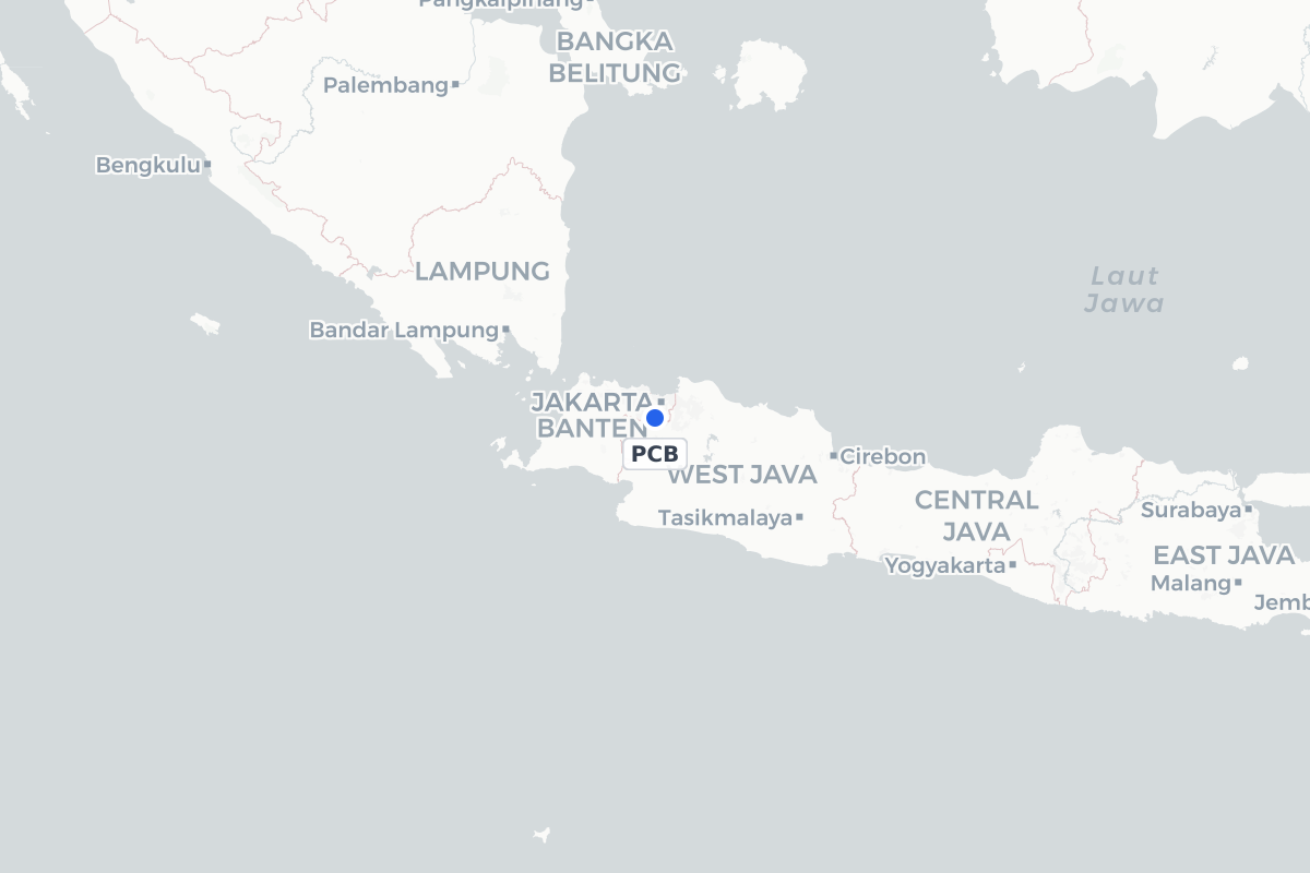 Map showing the location of Pondok Cabe Air Base