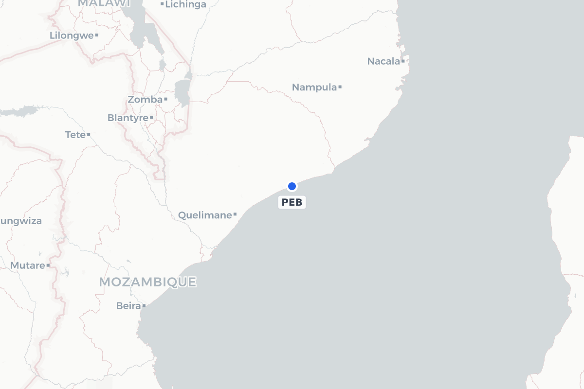 Map showing the location of Pebane Airport