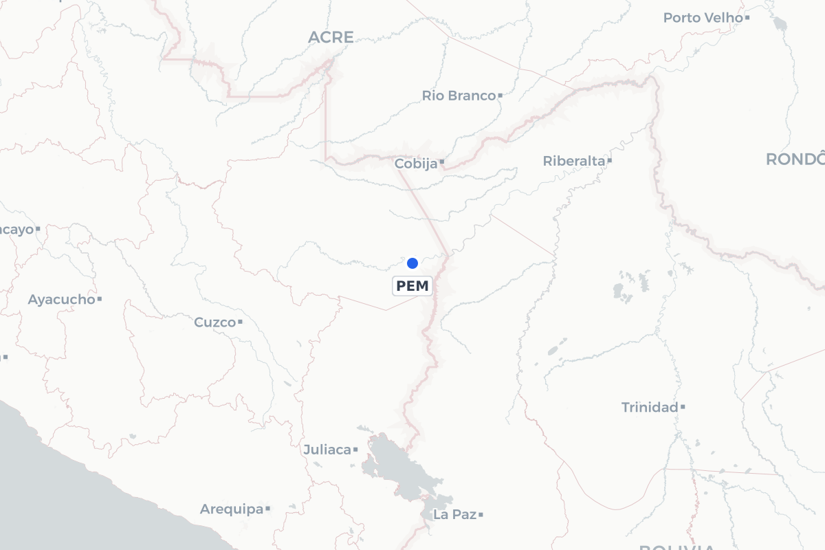 Map showing the location of Padre Aldamiz International Airport