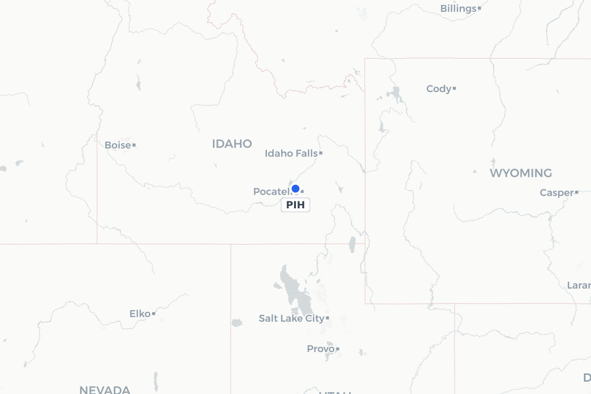 Map showing the location of Pocatello Regional Airport