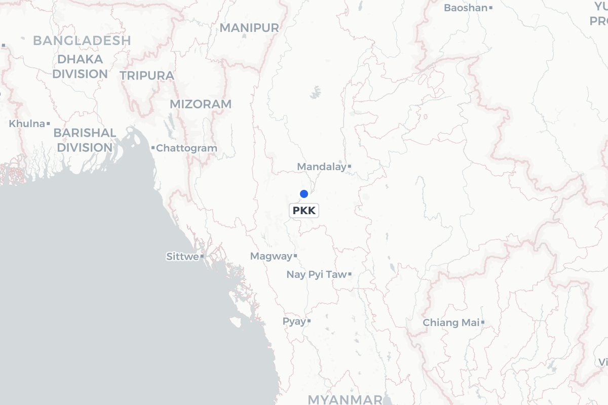 Map showing the location of Pakhokku Airport