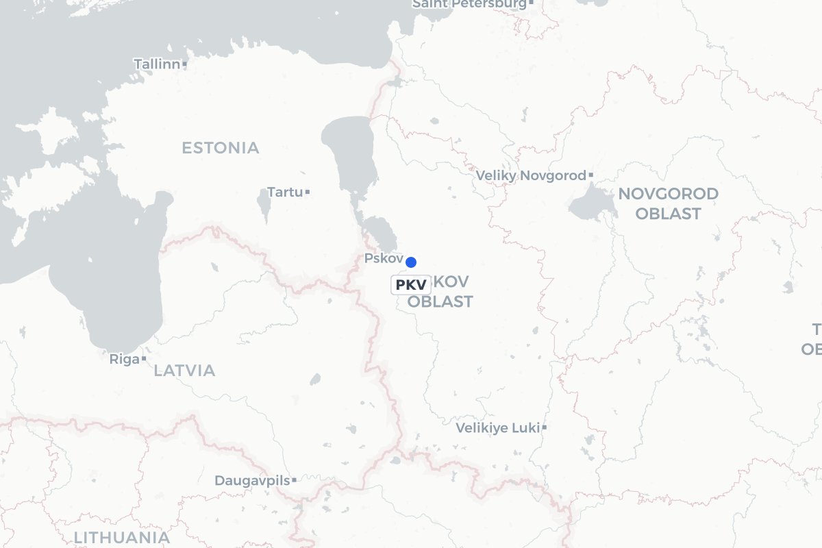 Map showing the location of Princess Olga Pskov International Airport