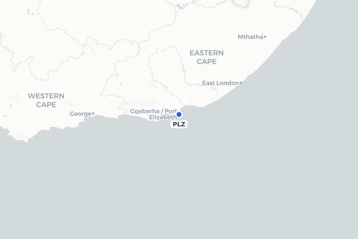 Map showing the location of Chief Dawid Stuurman International Airport