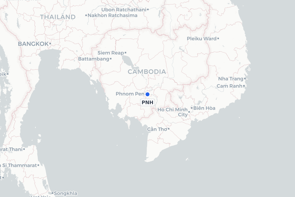 Map showing the location of Phnom Penh International Airport