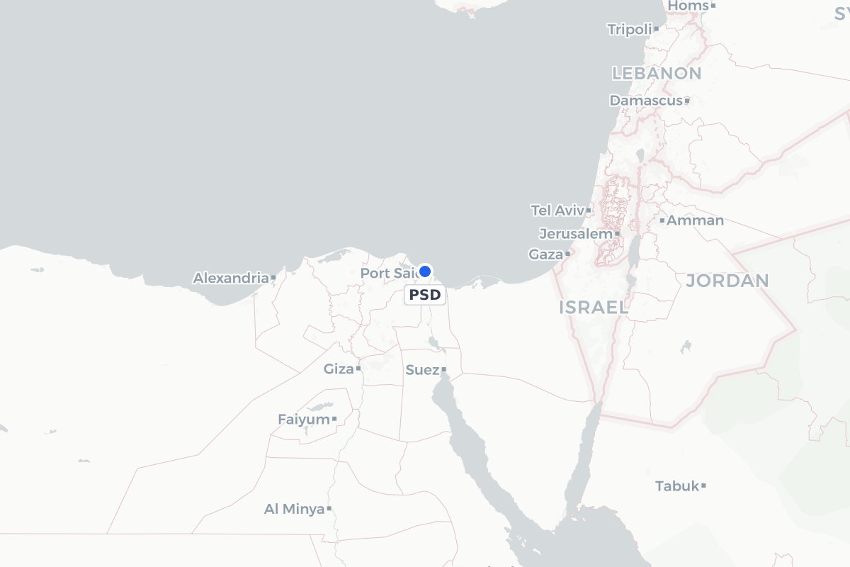 Map showing the location of Port Said International Airport