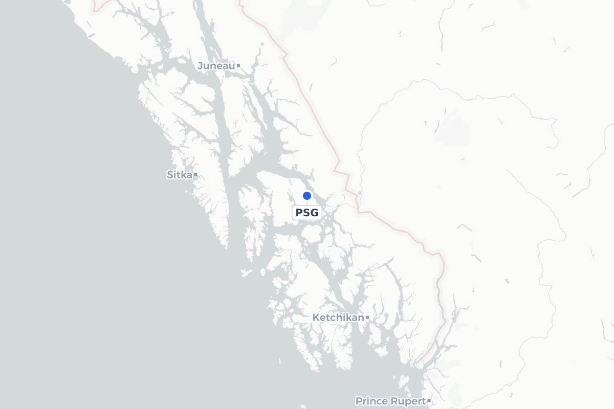 Map showing the location of Petersburg James A Johnson Airport