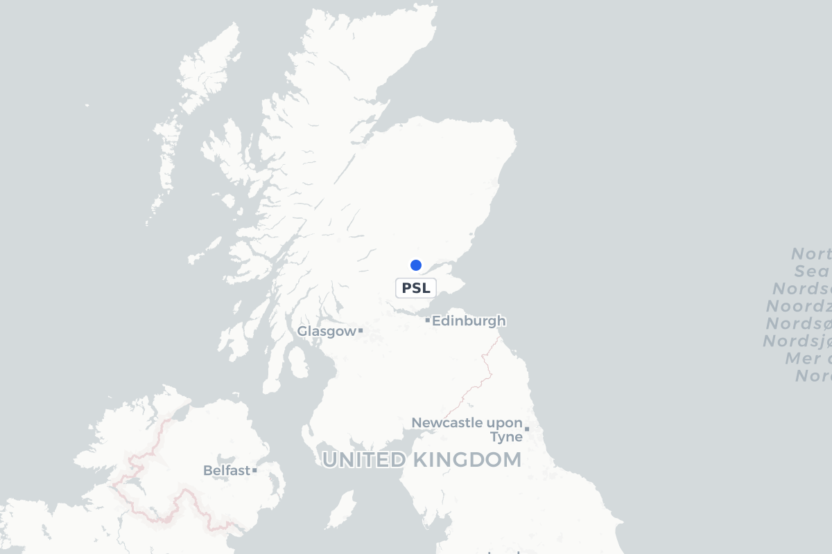 Map showing the location of Perth/Scone Airport