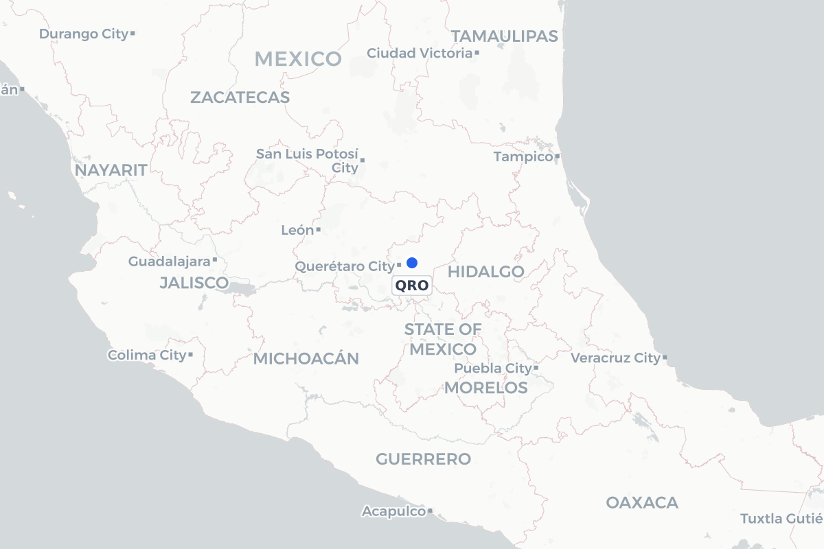 Map showing the location of Querétaro Intercontinental Airport