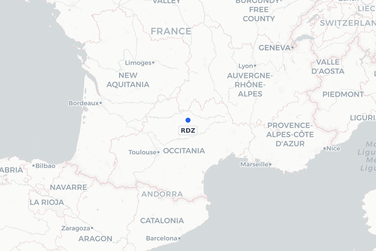 Map showing the location of Rodez–Aveyron Airport