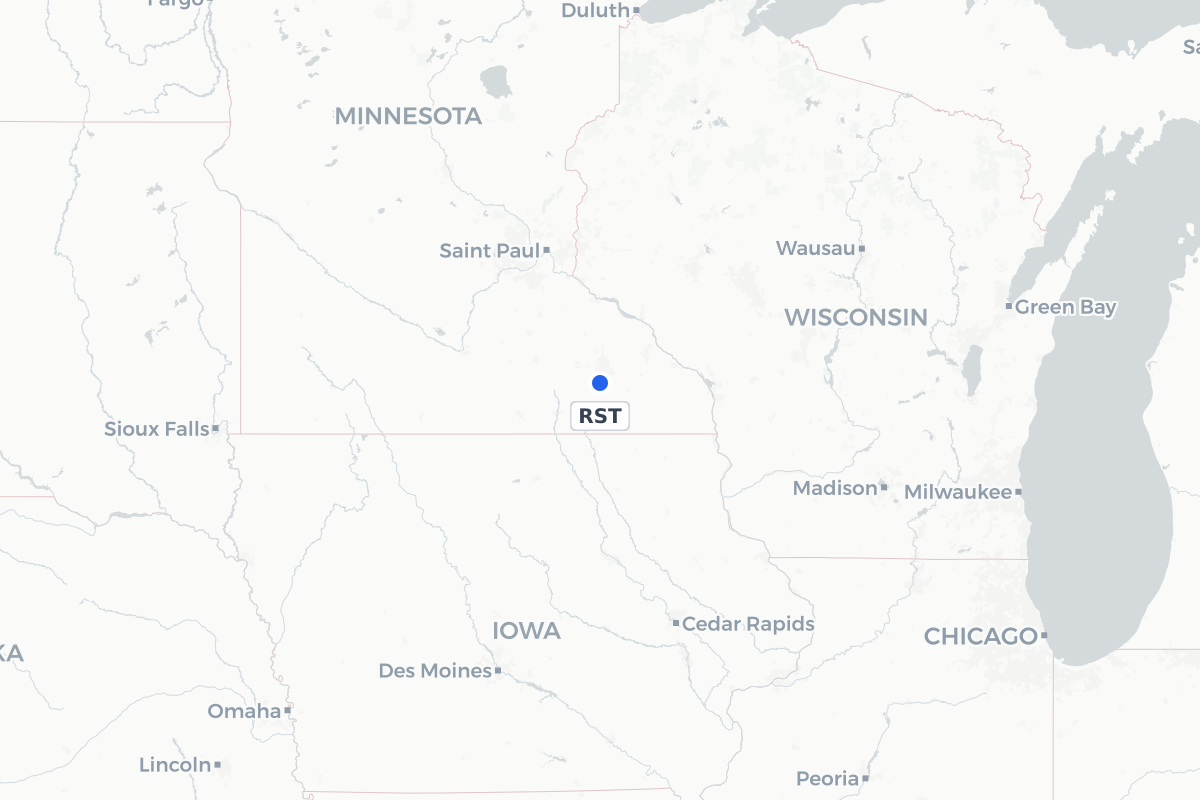 Map showing the location of Rochester International Airport