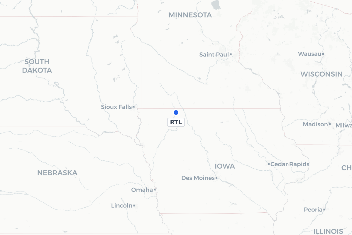 Map showing the location of Spirit Lake Municipal Airport