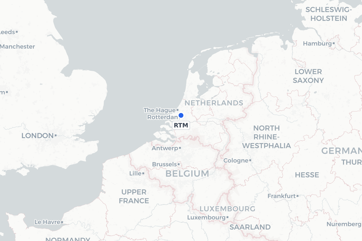 Map showing the location of Rotterdam The Hague Airport