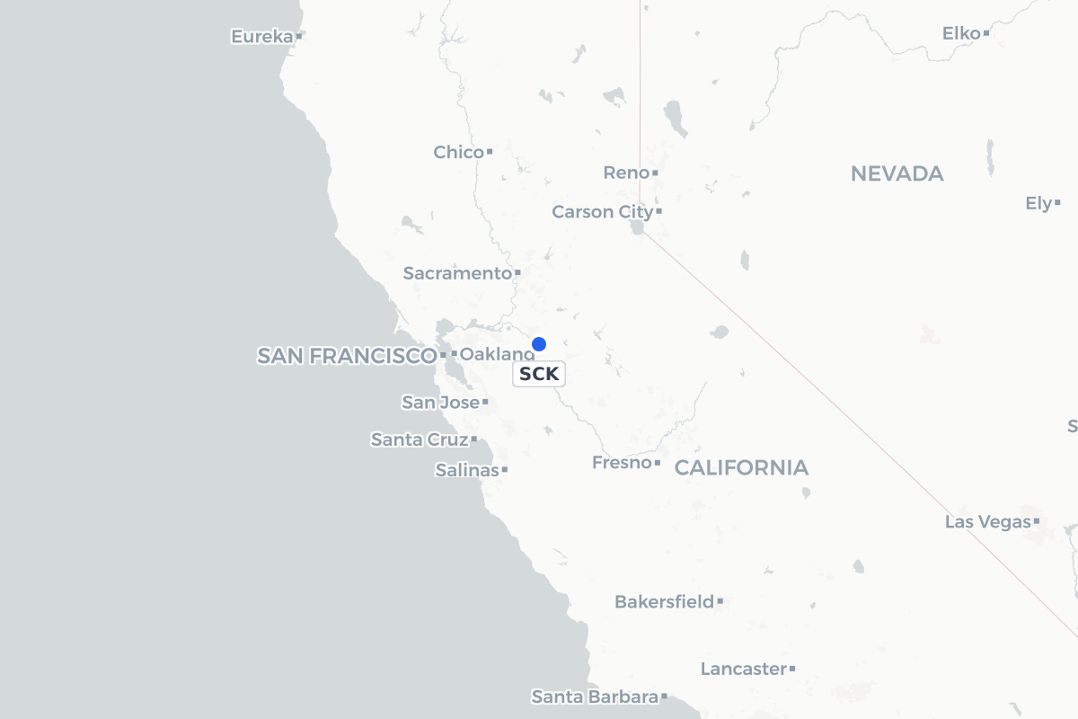 Map showing the location of Stockton Metropolitan Airport
