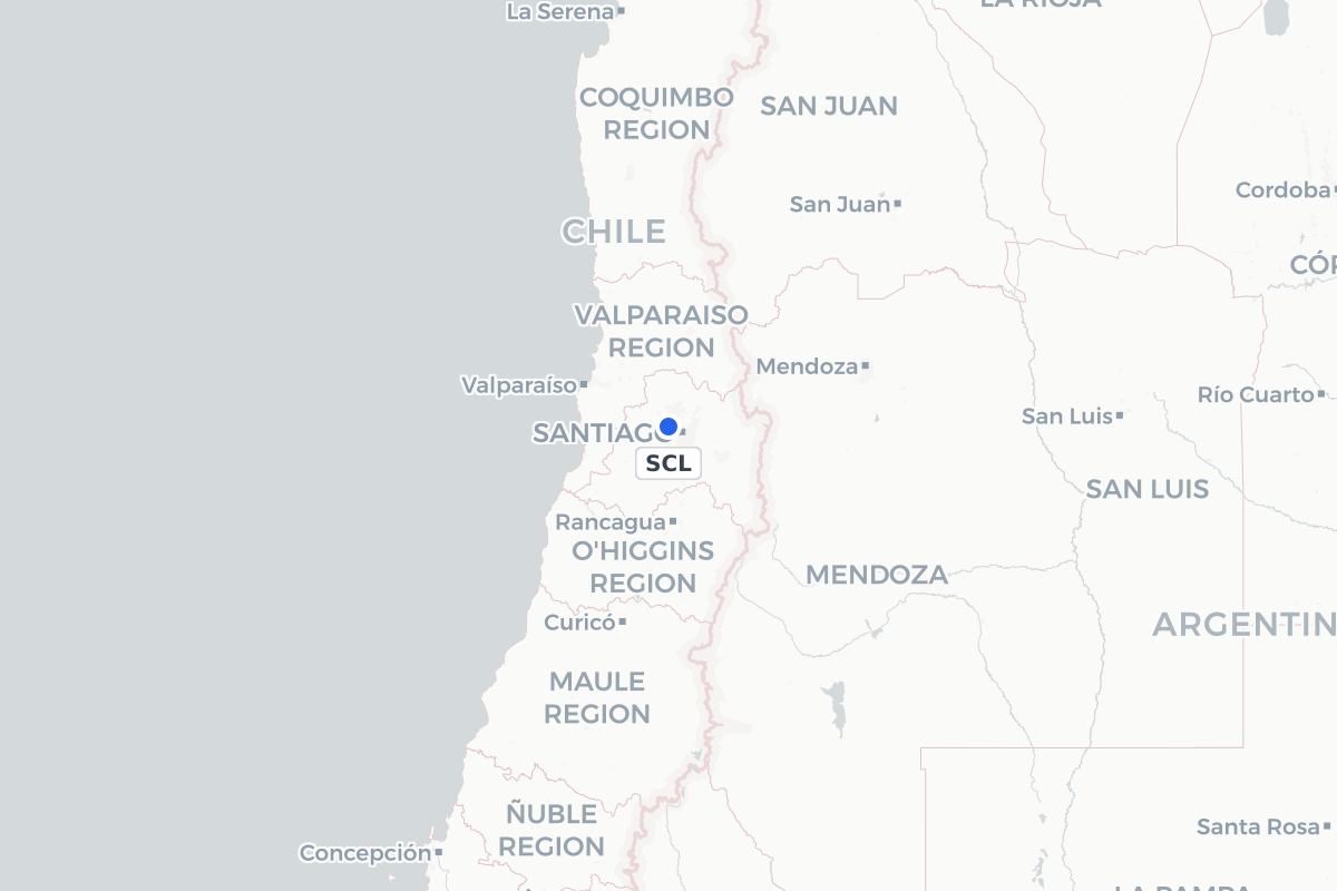 Map showing the location of Comodoro Arturo Merino Benítez International Airport