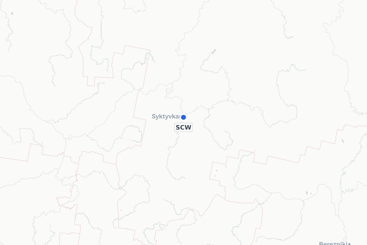 Map showing the location of Syktyvkar Airport