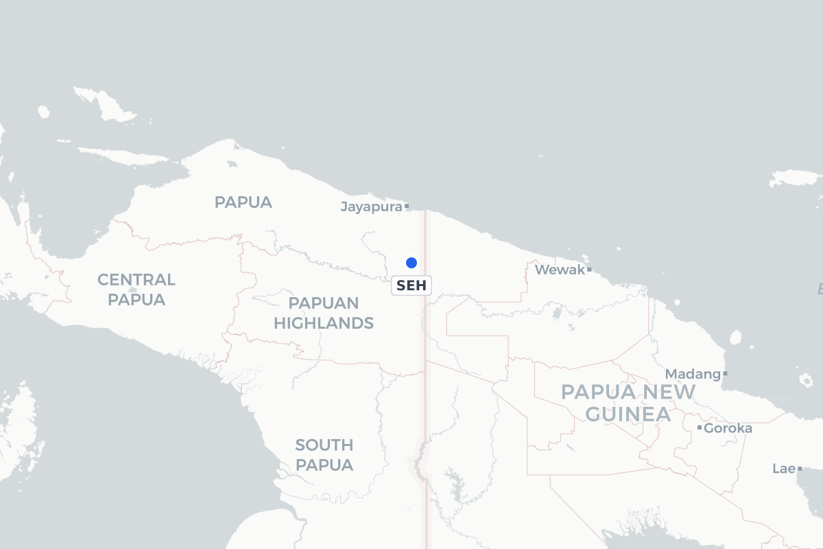 Map showing the location of Senggeh Airport