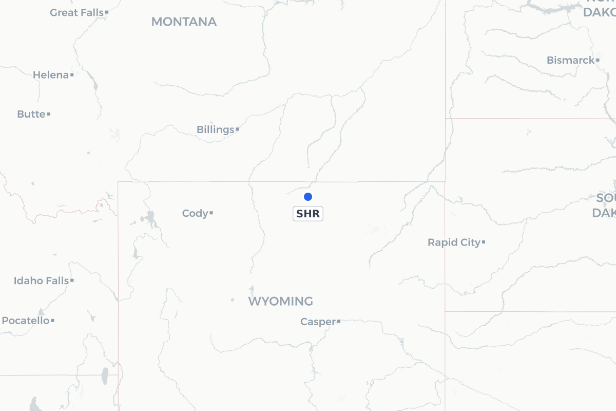 Map showing the location of Sheridan County Airport