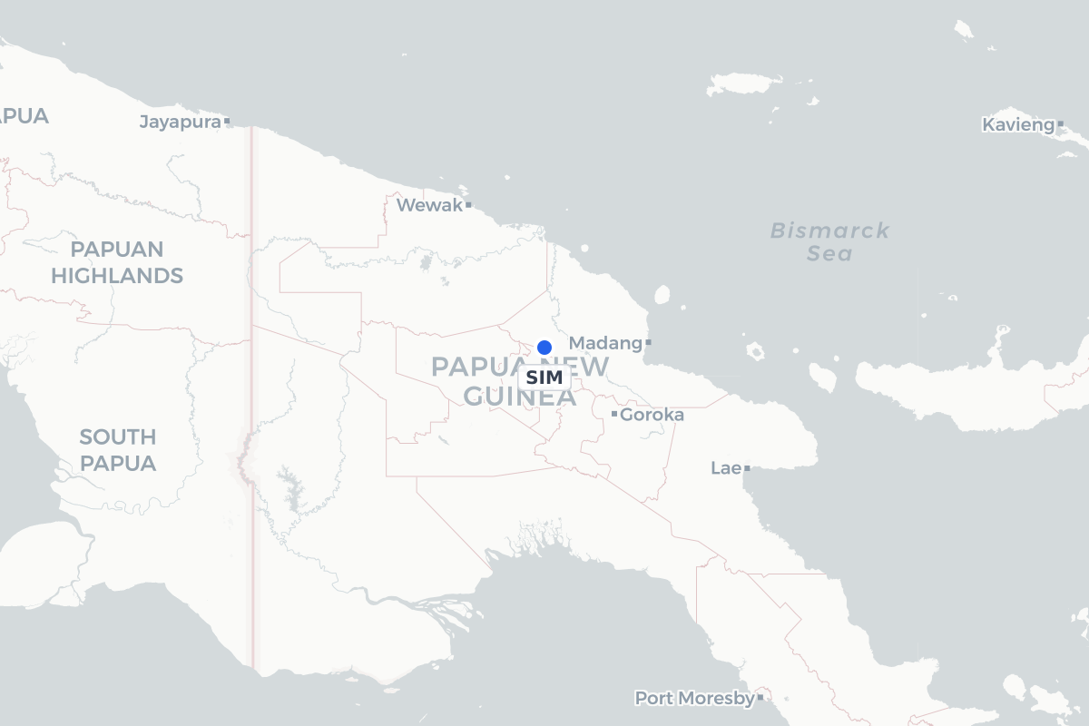 Map showing the location of Simbai Airport