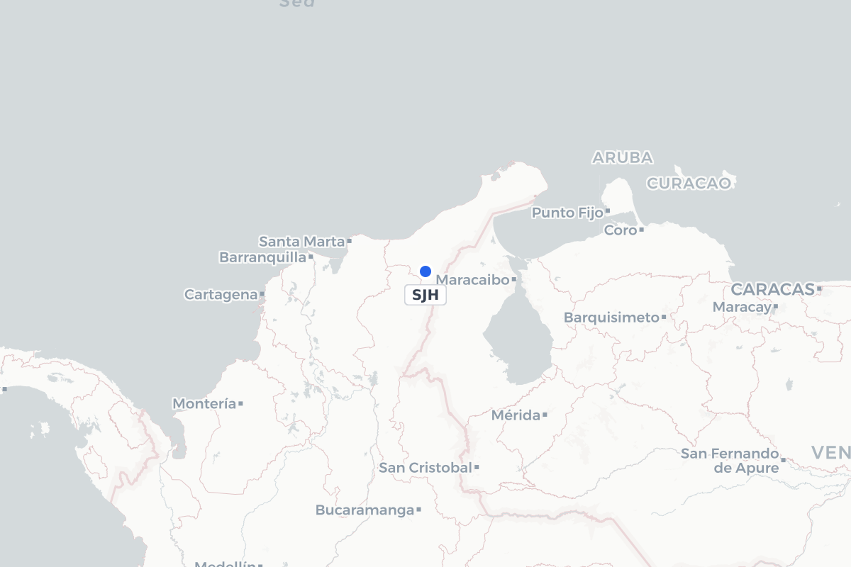 Map showing the location of San Juan Del César Airport