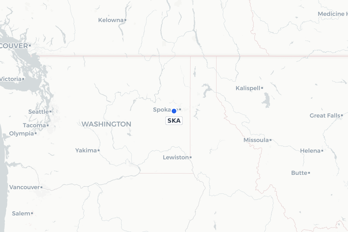 Map showing the location of Fairchild Air Force Base
