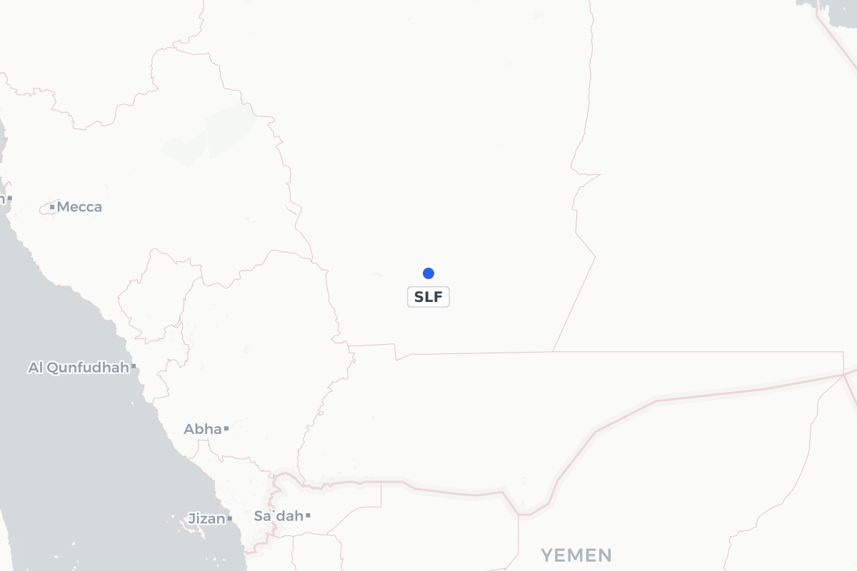 Map showing the location of As-Sulayyil Airport