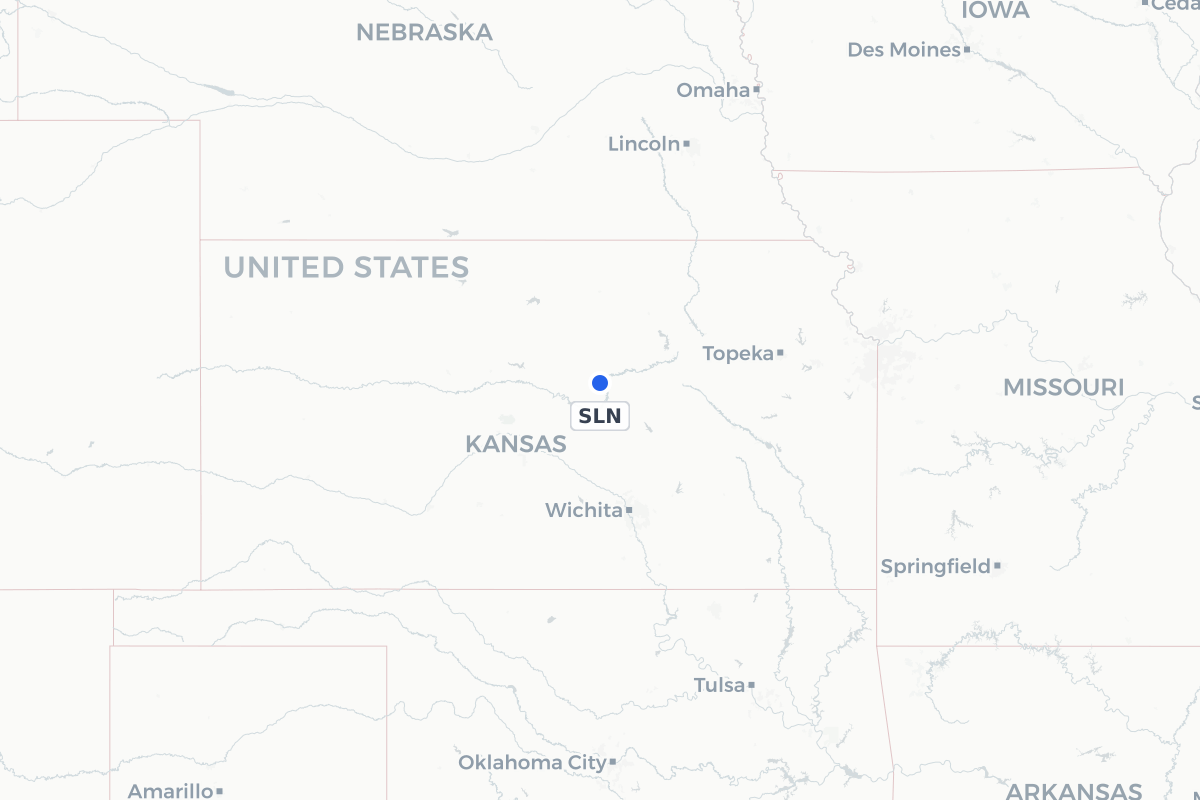 Map showing the location of Salina Municipal Airport