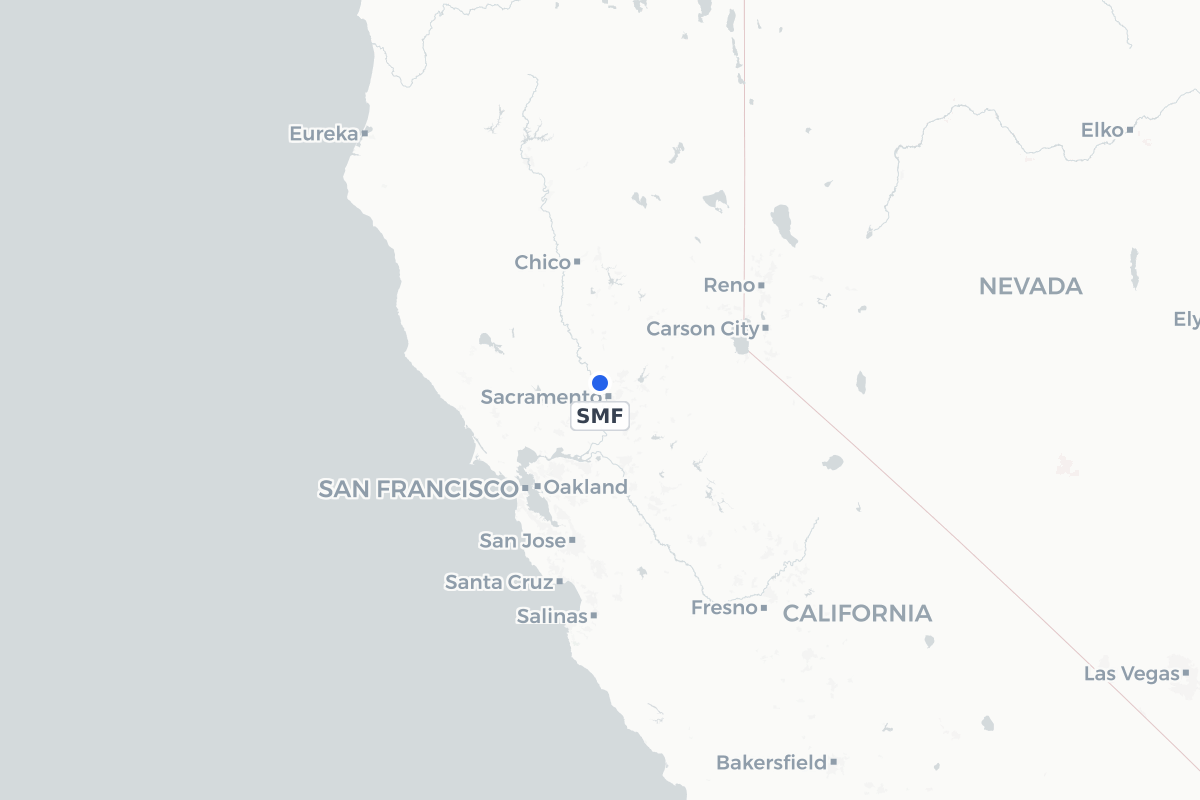 Map showing the location of Sacramento International Airport