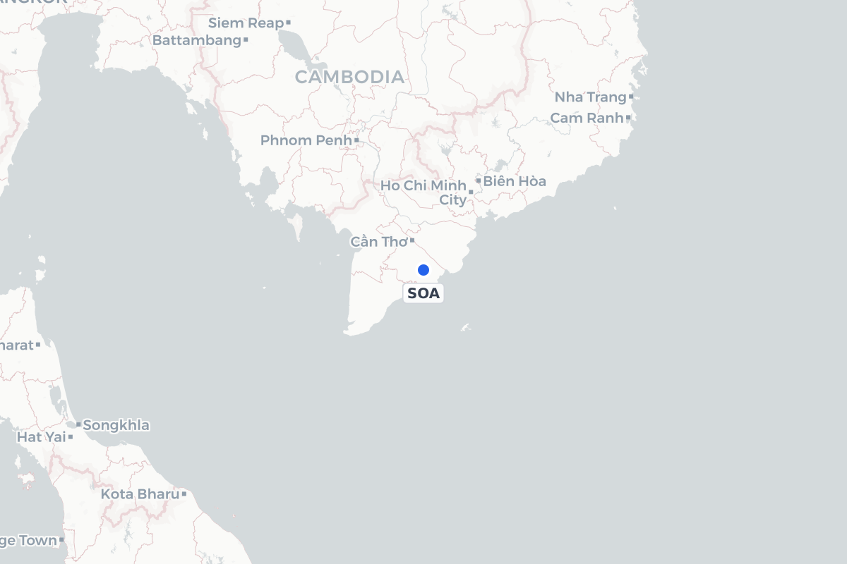 Map showing the location of Sóc Trăng Airport